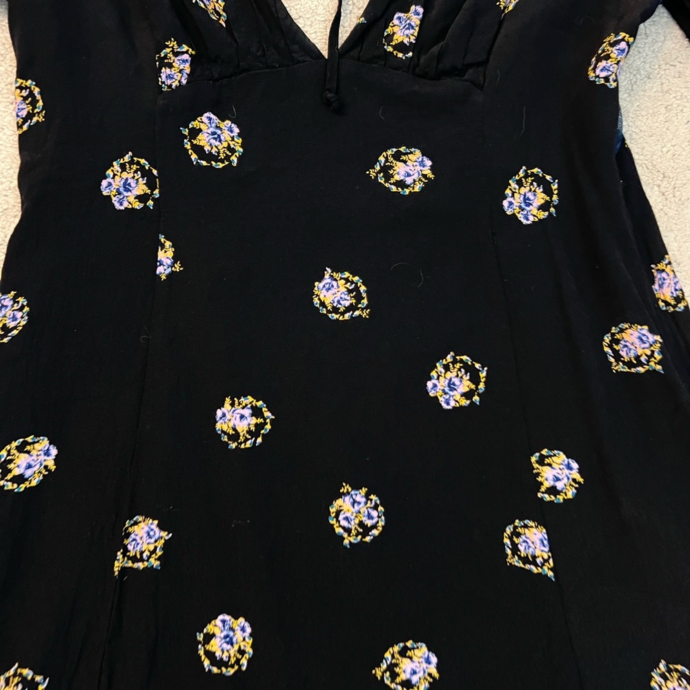 Free People Open Back Black Navy Lace Mini Dress Feminine Whimsigoth Size 8 - Picture 6 of 6